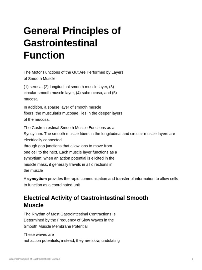 General Principles of Gastrointestinal Function | PDF