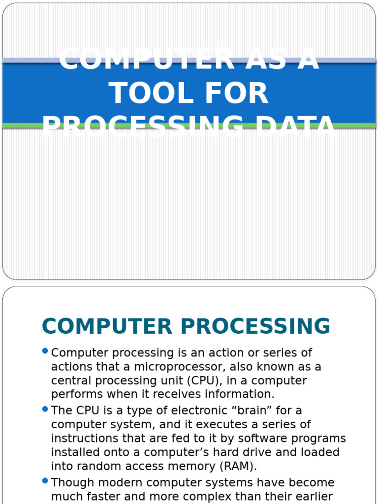 Computer As A Tool For Processing Data | PDF