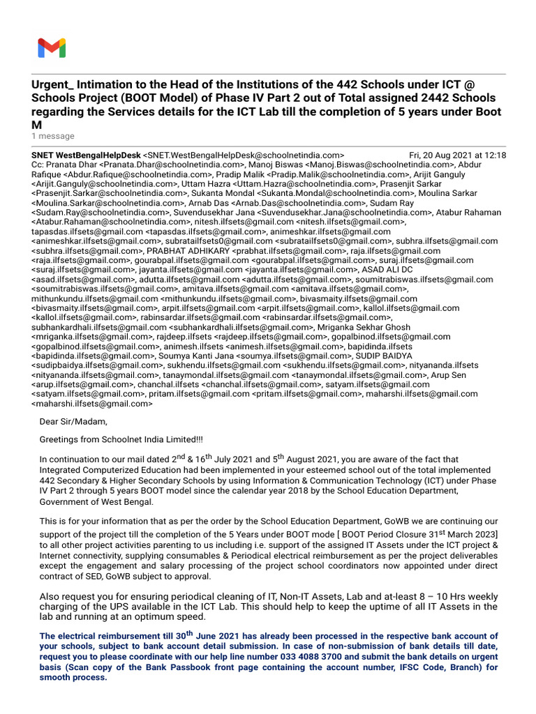 1 Message: Snet Westbengalhelpdesk | PDF