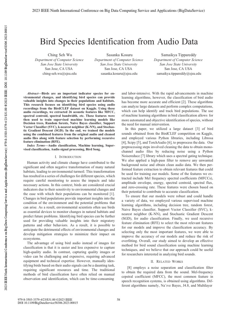 Bird Species Identification From Audio Data | PDF