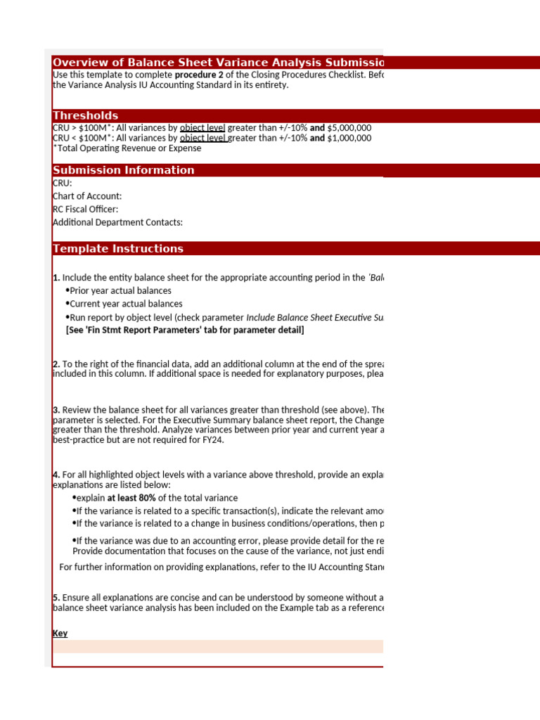 BS Variance Analysis Template | PDF, image size:768x1024
