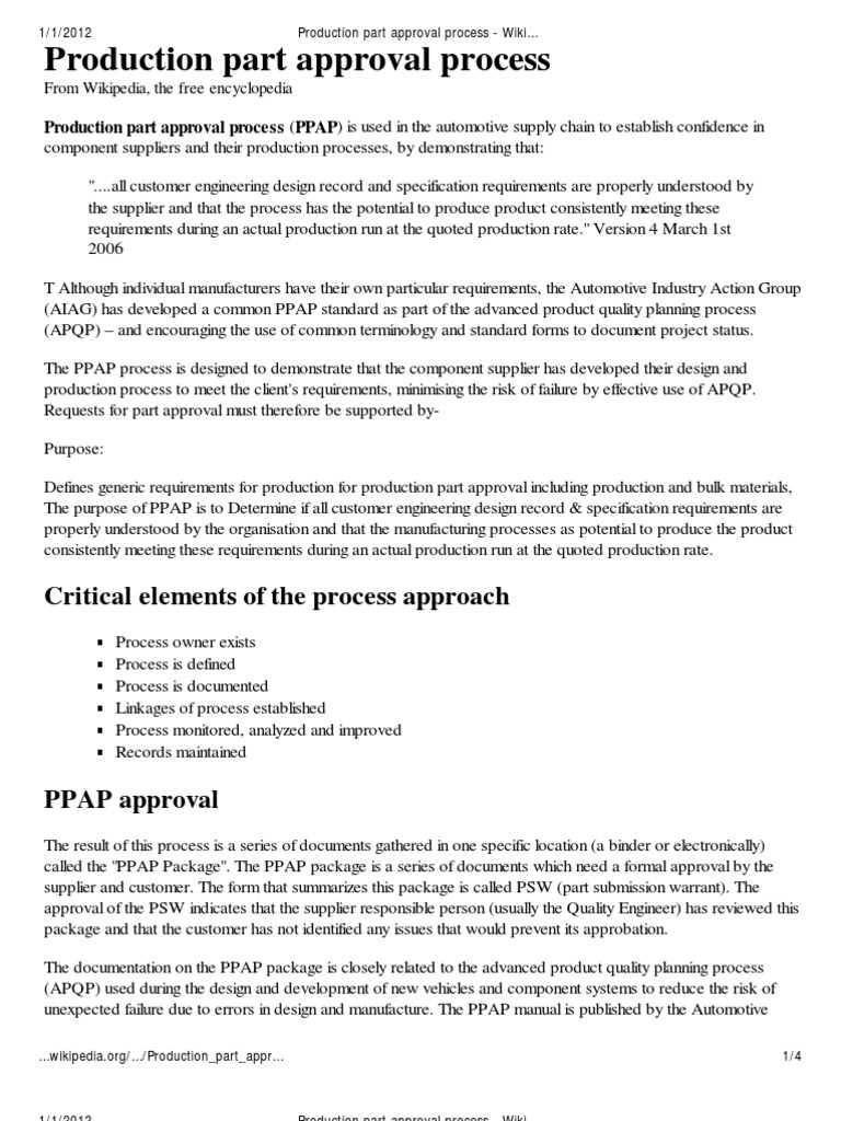 Production Part Approval Process: Critical Elements of The Process ...