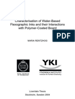 Character Is at Ion of Water-Based Flexographic Inks and Their Interactions With Polymer-Coated Board by Maria Rentzhog
