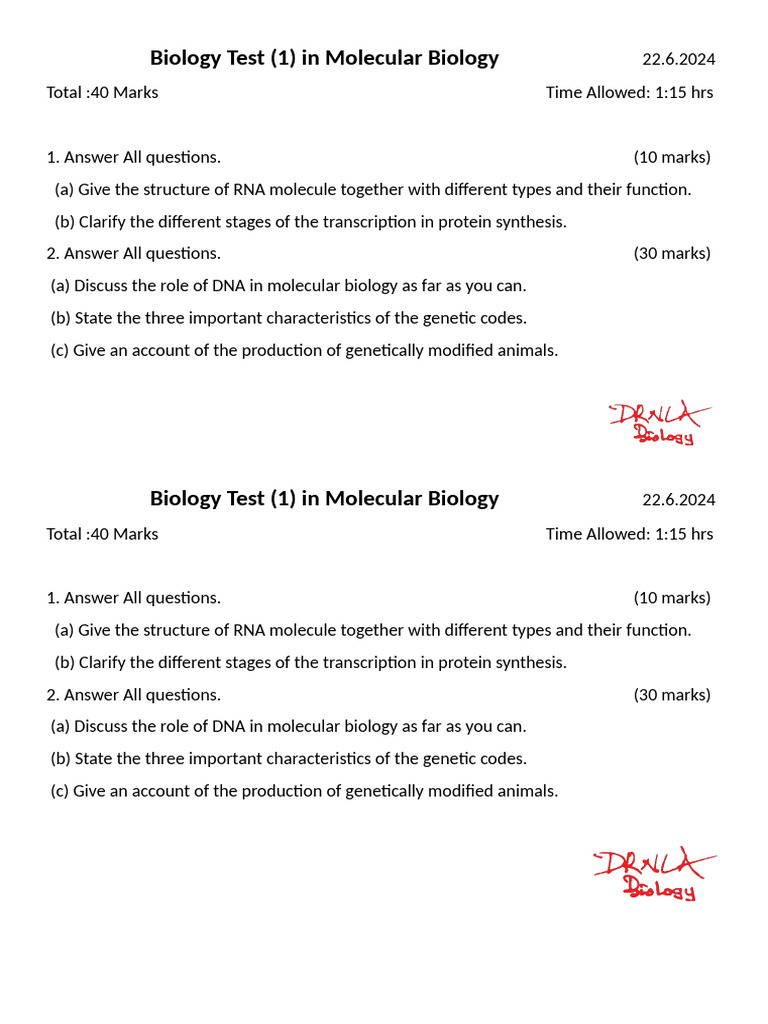 Biology Test | PDF