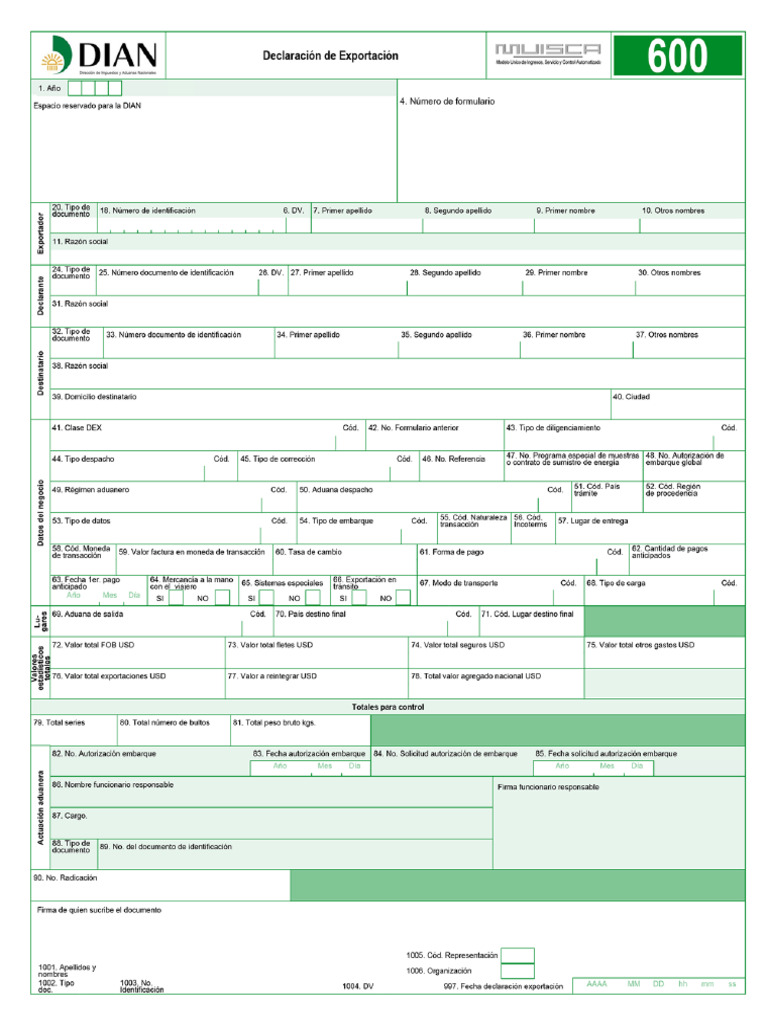 Declaracion De Exportacion Pdf
