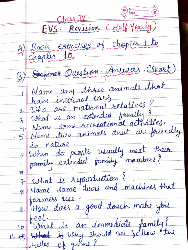 Evs Revision Class 4th Pdf