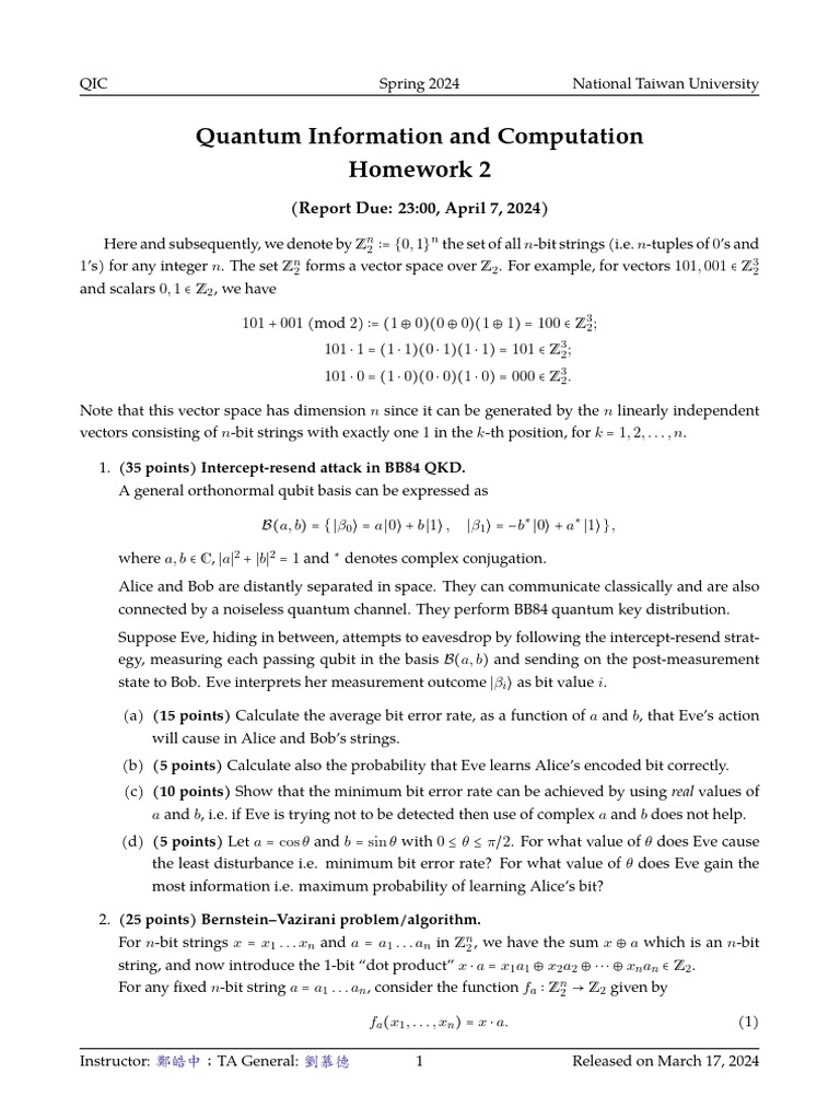 Quantum Homework | PDF