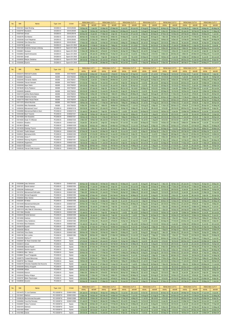 Roster Cuti 2022-2023 | PDF