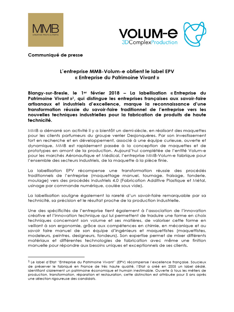 MMB-Volum-e Awarded EPV Label | PDF | Technology & Engineering
