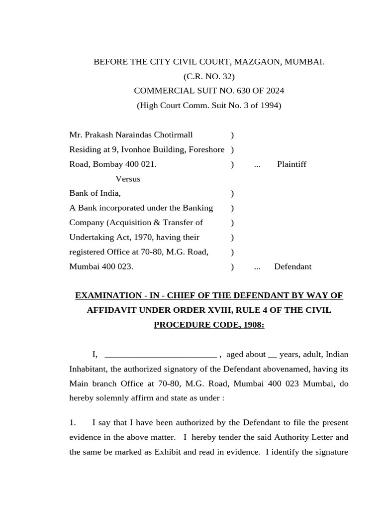 EVIDENCE OF DEFENDANT BANK As On 27.08.2024 | PDF
