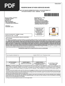 RBI Grade B Admit Card