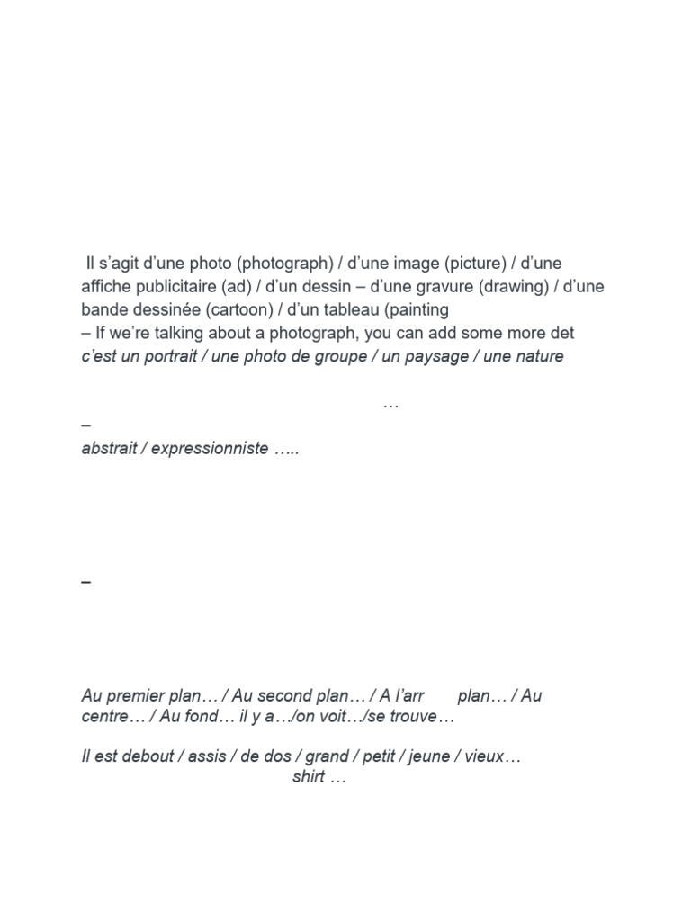 How to describe a picture in french effectively pdf