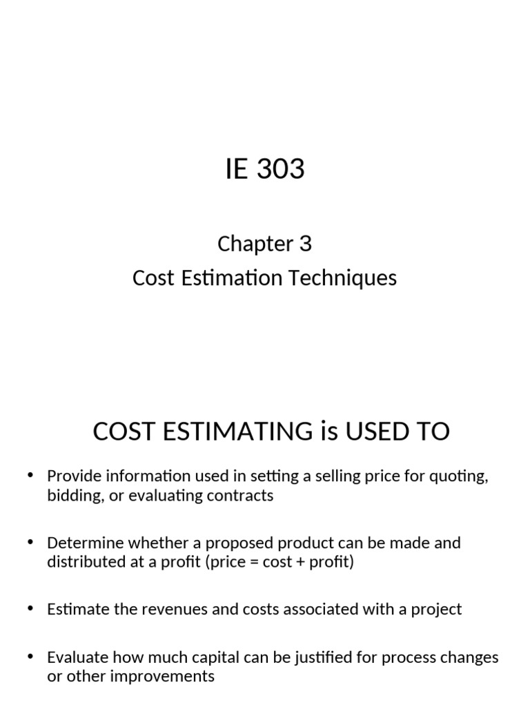Cost Estimation Techniques Overview | PDF | Technology & Engineering