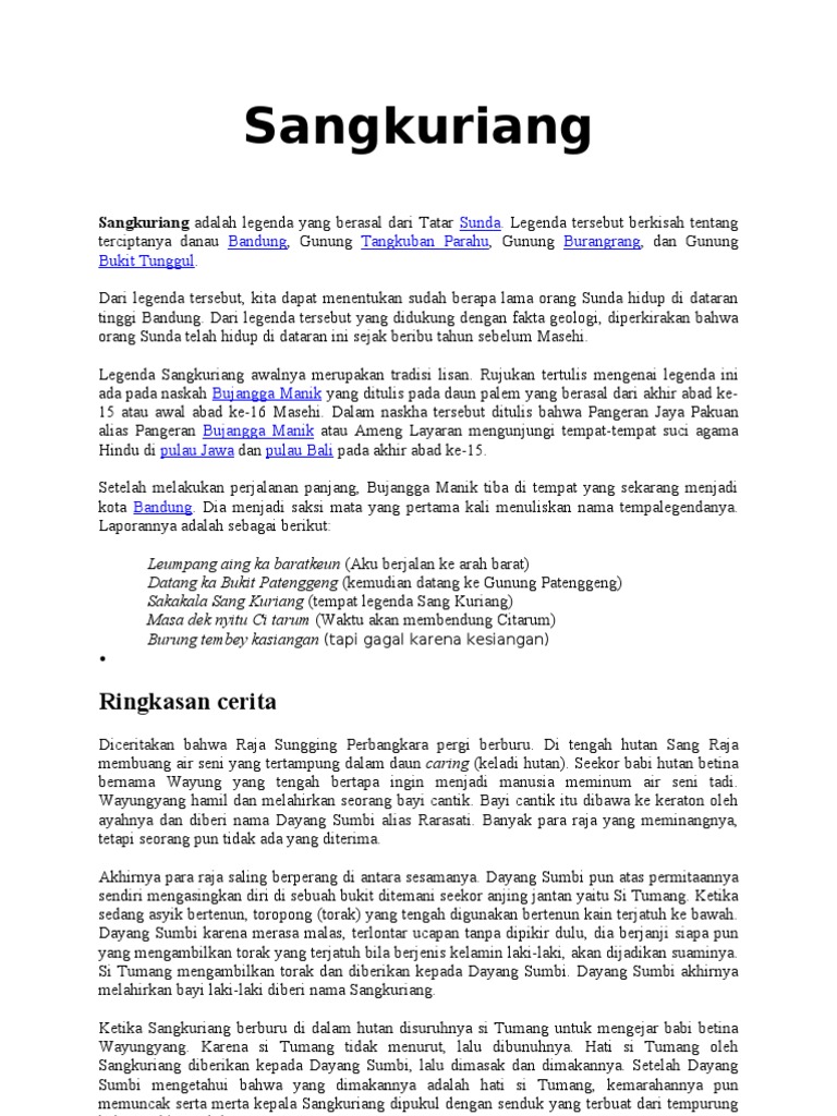 20+ Ringkasan cerita sangkuriang info
