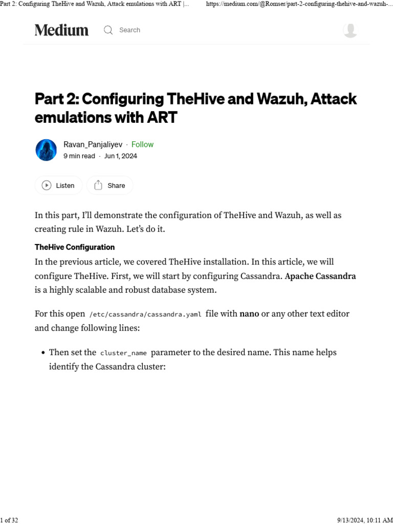 Part 2 Configuring TheHive and Wazuh, Attack Emulations With ART by ...