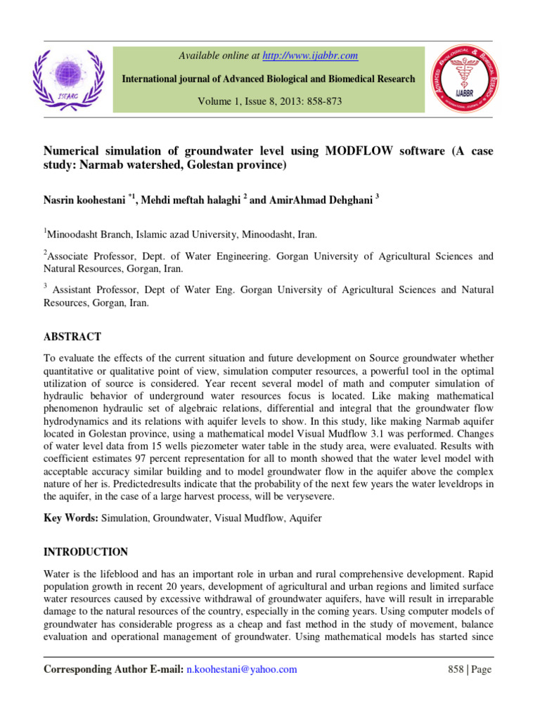 Numerical Simulation of Groundwater Leve | PDF
