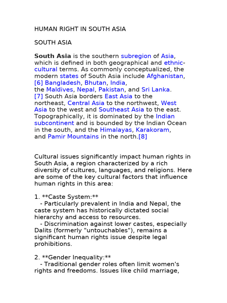 Human Right in South Asia | PDF