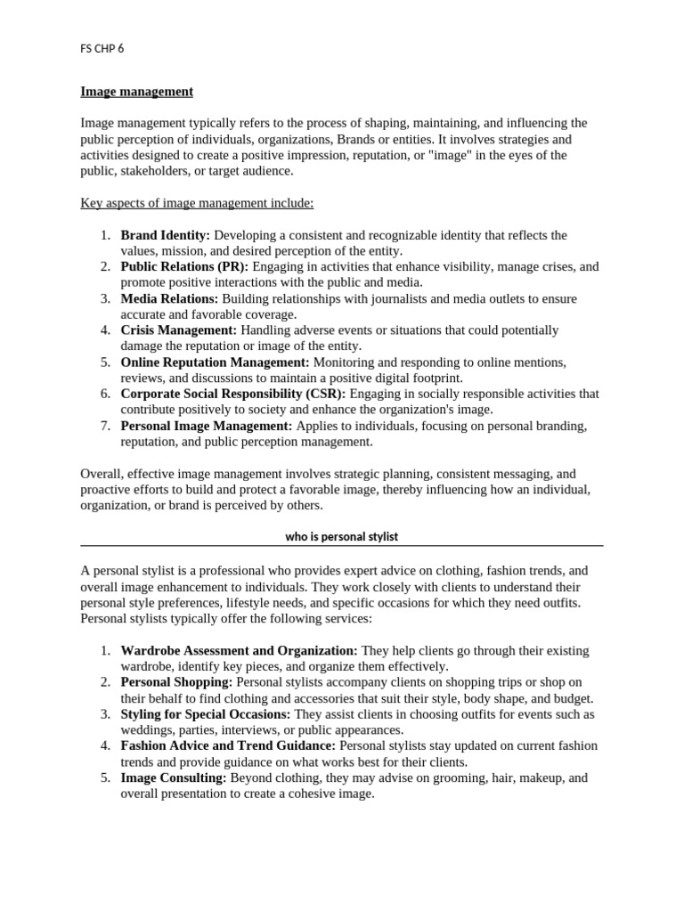 FS CHP 6 | PDF | Fashion | Reputation