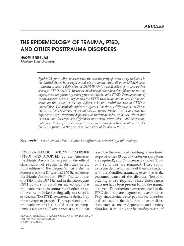 Breslau 2009 The Epidemiology of Trauma PTSD and Other Posttrauma ...