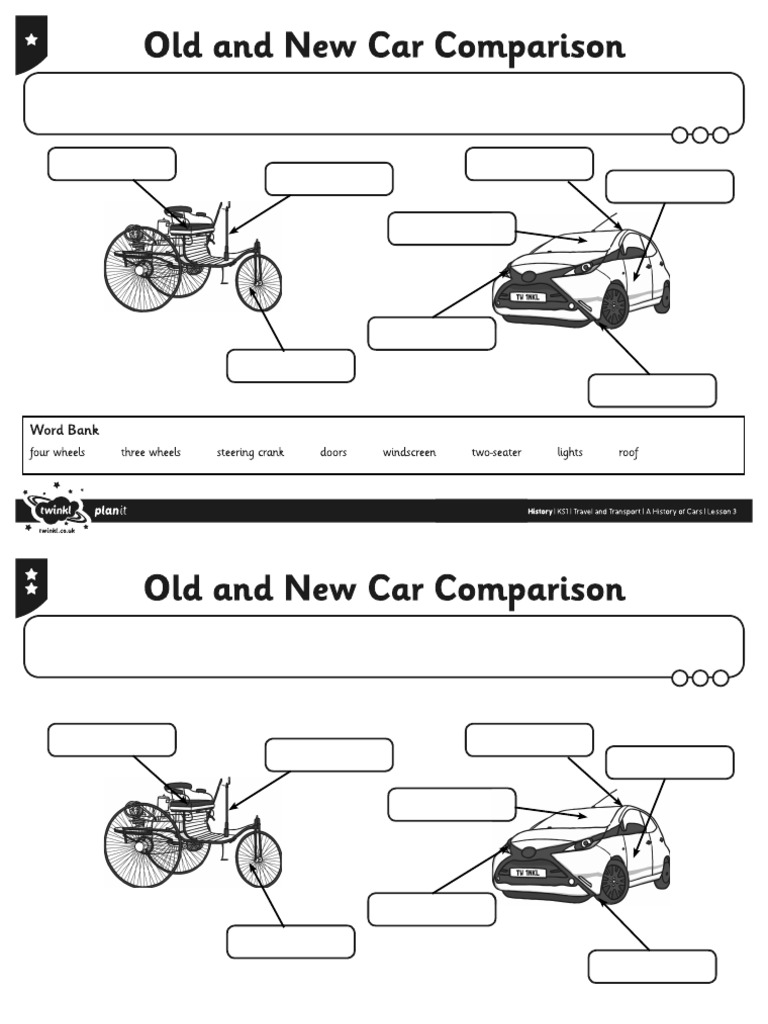 Activity Sheet Old and New Car Comparison | PDF