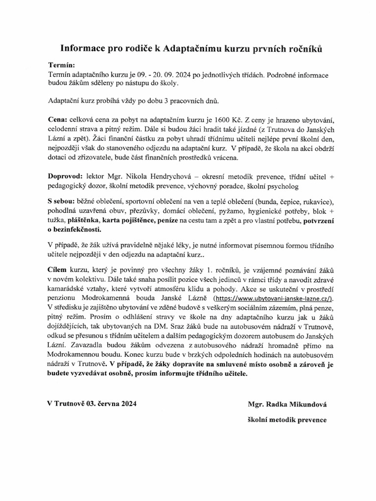 Adaptační Kurz 1 | PDF