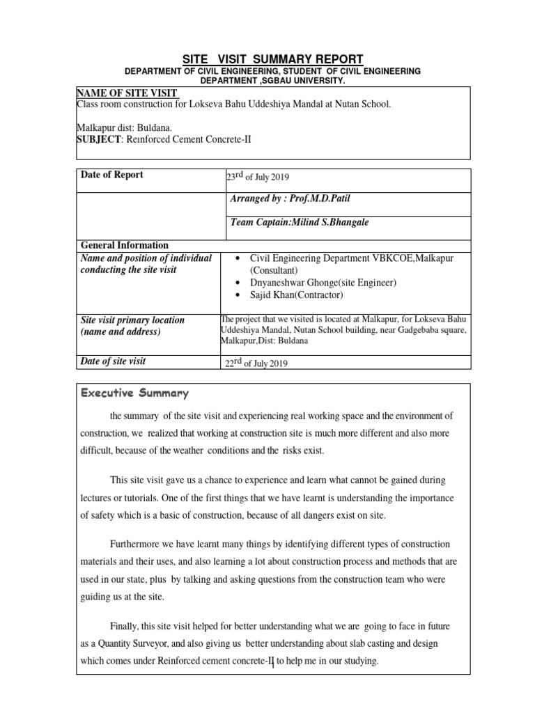 Summary report of site visit rcc ii compressed pdf