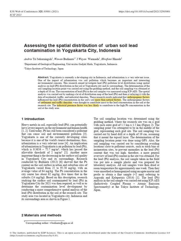 Assessing The Spatial Distribution of Urban Soil Lead Contamination in ...