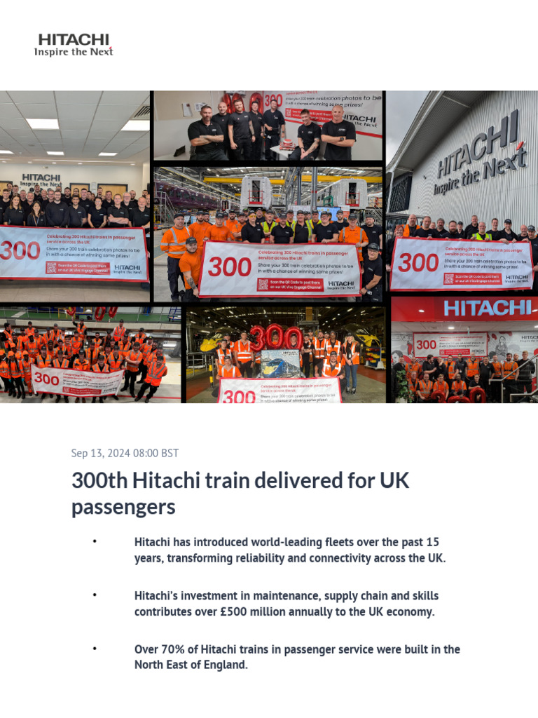 300th Hitachi Train Delivered For UK Passengers | PDF