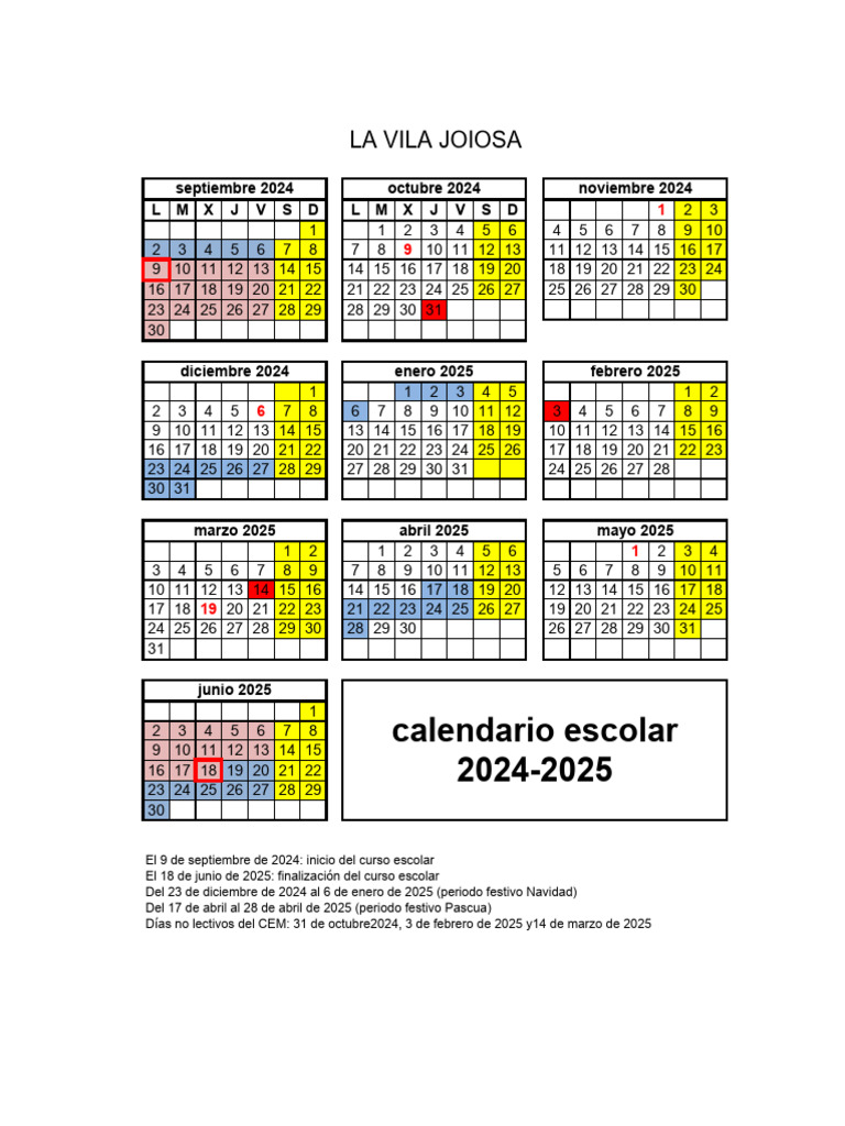 Calendari Escolar CURS 2024.2025 | PDF