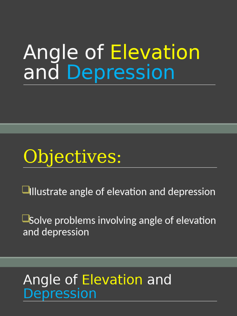 Angle of Elevation and Depression | PDF