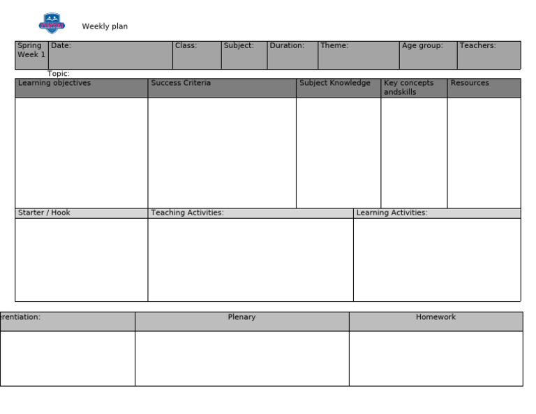 Lesson Plan template for teachers PDF