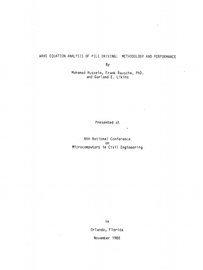 WaveEquationAnalysisOfPileDriving MethodologyAndPerformance-1 | PDF