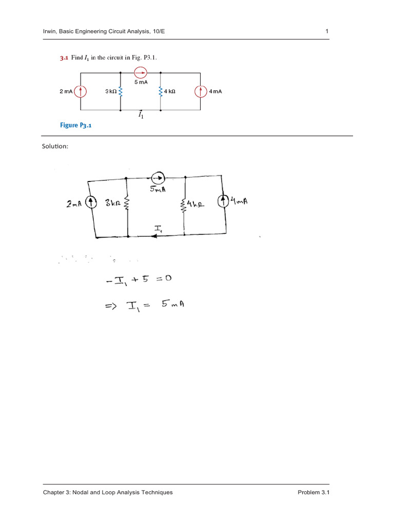 Nodal and Loop Analysis Solutions | PDF | Network Analysis (Electrical ...
