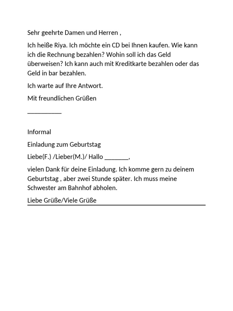 Einladungsschreiben mit Anrede Sehr geehrte Damen und Herren