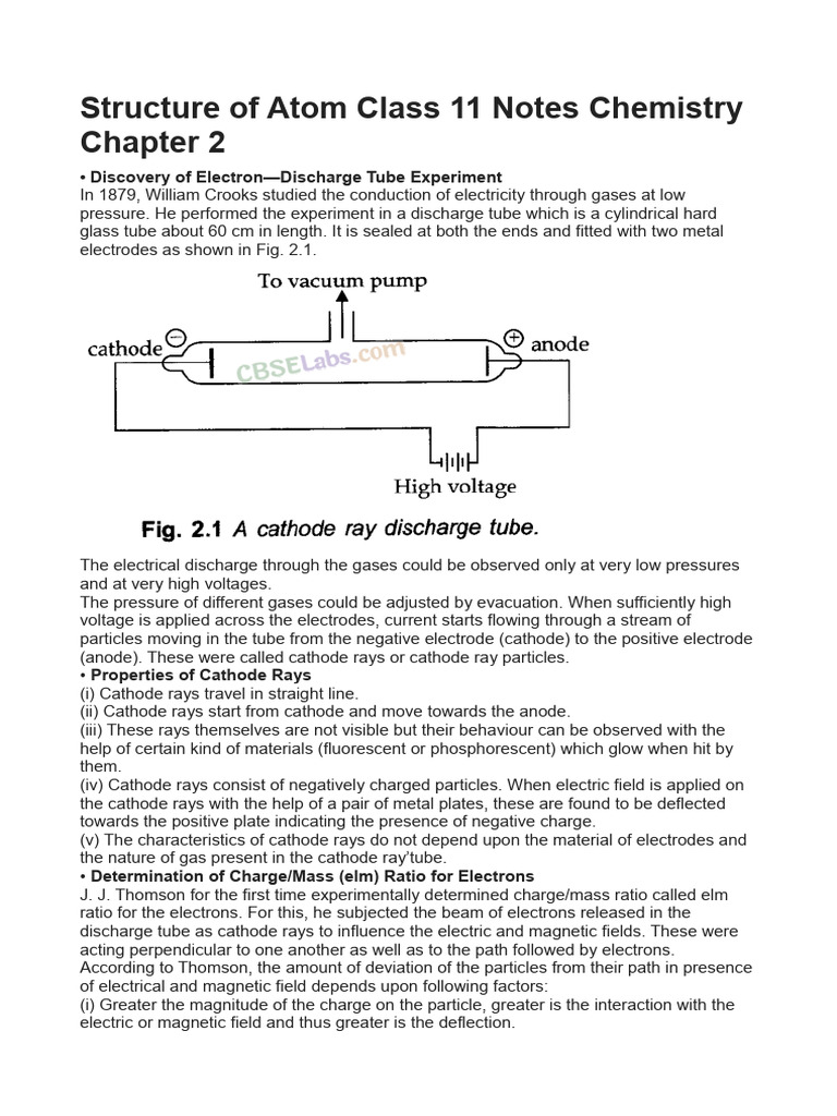 Chapter 2 Chemistry Class 11th Notes | PDF
