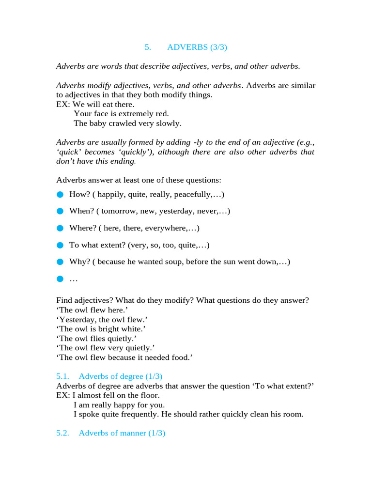 Adverbs | PDF