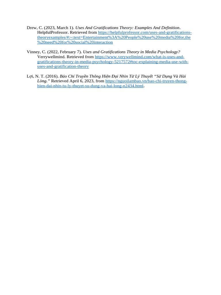 Citation of uses and gratification theory pdf