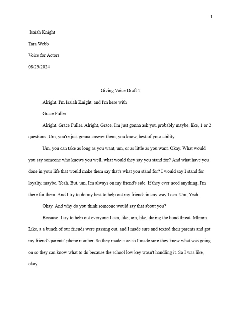 Giving Voice Rough Draft | PDF