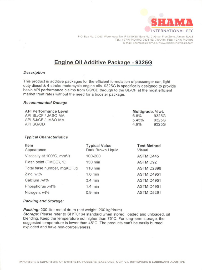 Engine Oil Additive - 9325 G | PDF