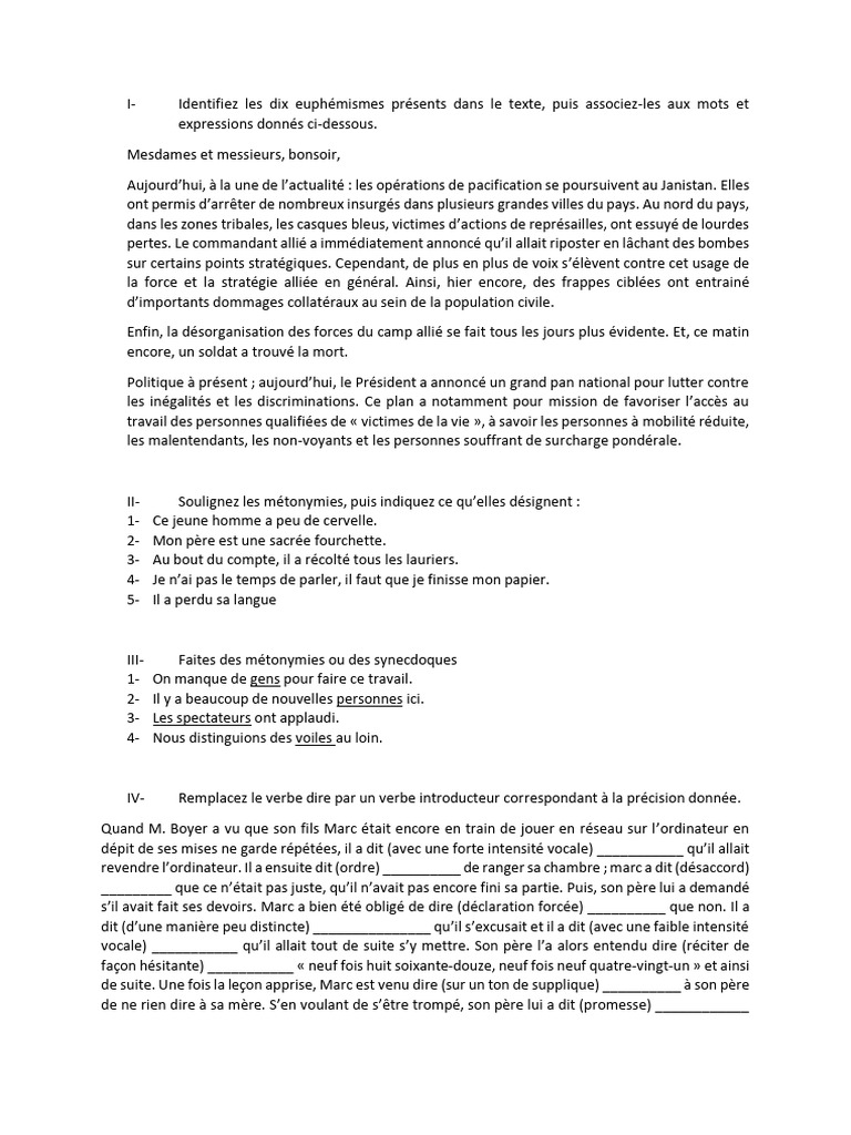 Exercices de fran ais pdf