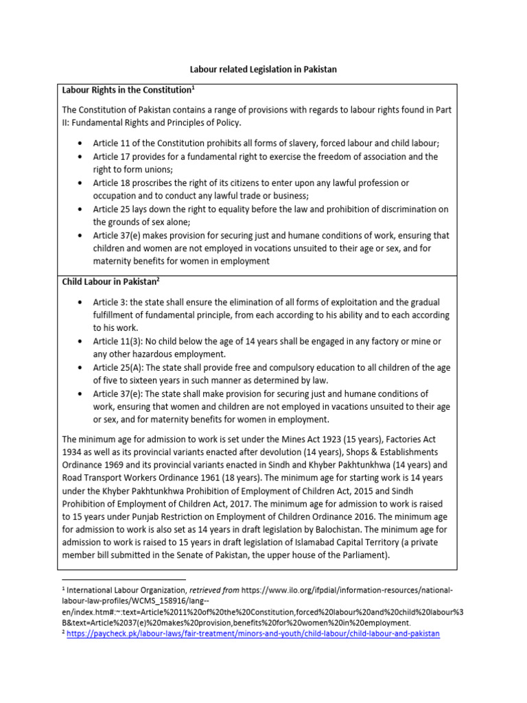 Child and Labour Laws | PDF