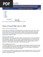 Steps To Install SQL Server 2008 - SQL Server Performance
