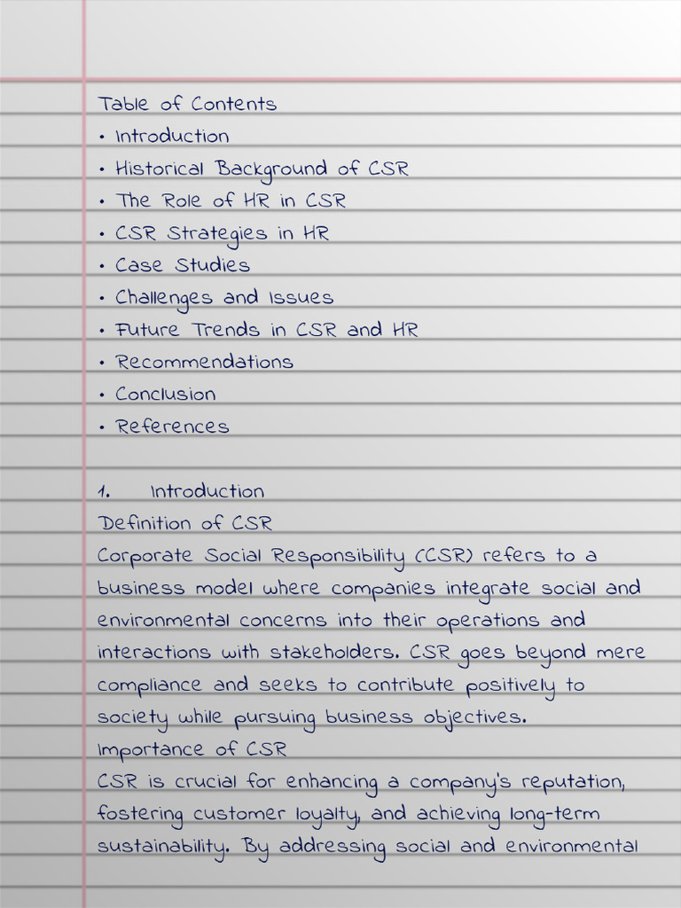 CSR Handwritten | PDF
