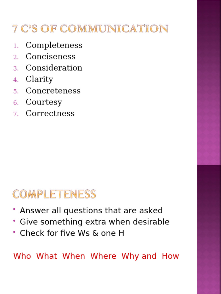 7 C's With Exercises | PDF