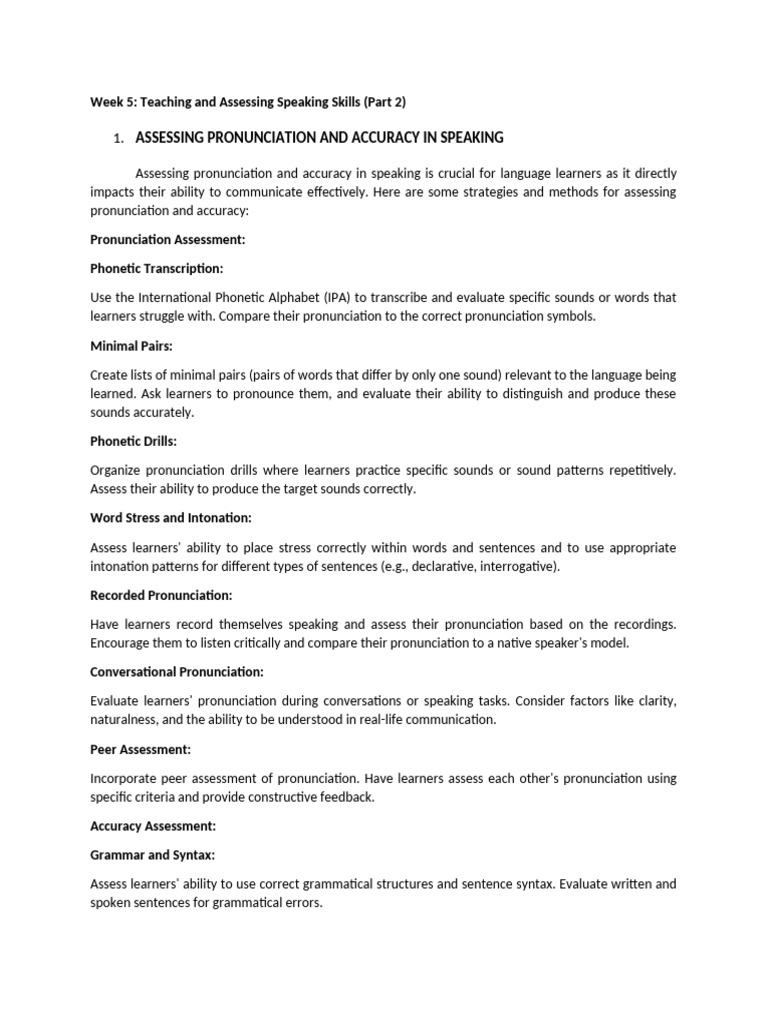 Assessing Speaking Skills in Language Learning | PDF | Learning ...