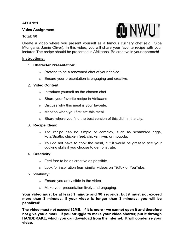 AFCL121 - Video Assignment - Final | PDF