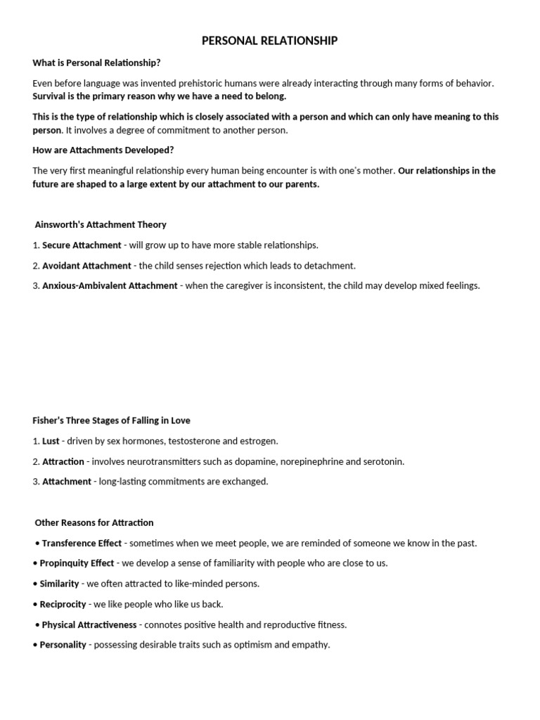 Understanding Personal Relationships and Attachment | PDF