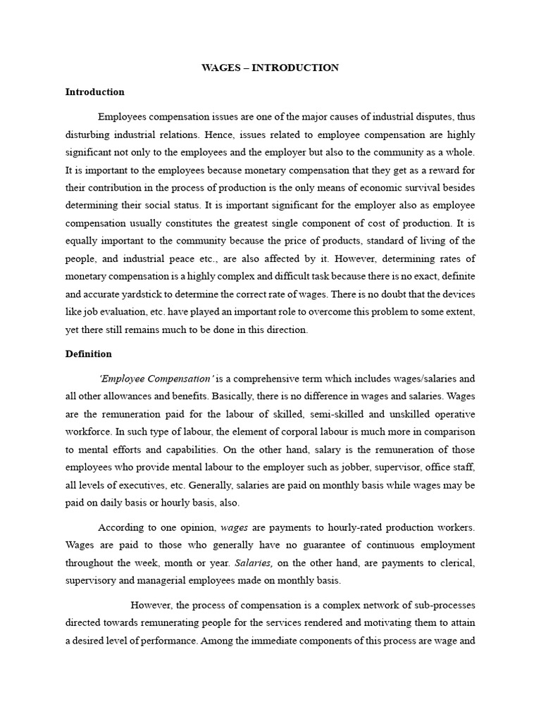 Wages - Introduction | PDF
