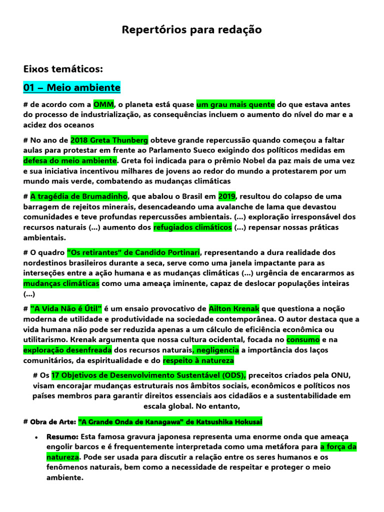 Repertórios para Redação | PDF