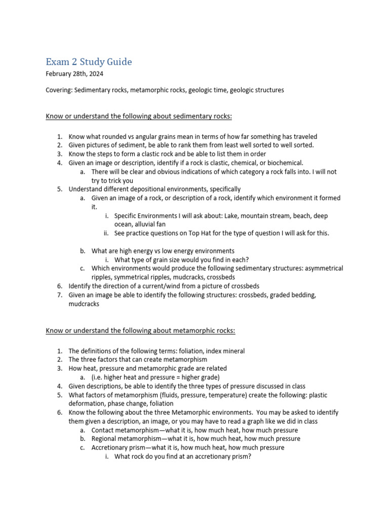 Exam 2 Study Guide SP24 | PDF